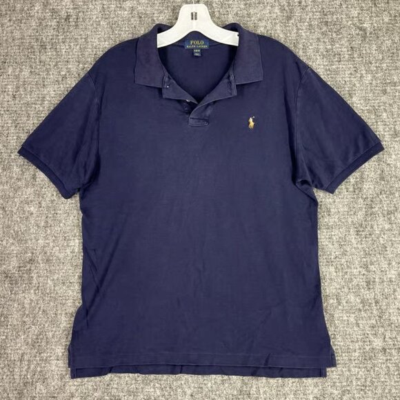 Polo Ralph Lauren Shirt Boys Extra Large 18-20 Blue Flesh Pony Peru Cotton - Picture 1 of 6